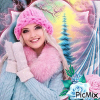 Belleza en invierno en colores pastel - GIF animé gratuit