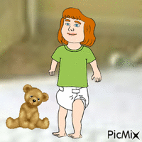 Baby and teddy bear animeret GIF