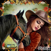 Douceur femme et cheval - Free animated GIF