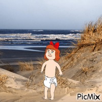 Elizabeth enjoying the beach анимиран GIF
