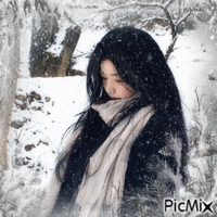 Asian woman in winter-contest - Бесплатни анимирани ГИФ
