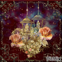 Composizione di fiori e candele - GIF animado grátis