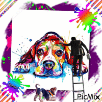 Peinture "chien" - GIF animé gratuit