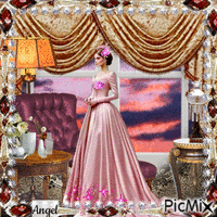 A woman in pink GIF animé