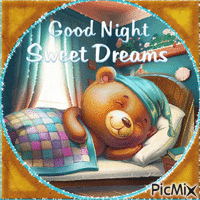 Sweet dreams good night teddy bear - GIF animé gratuit