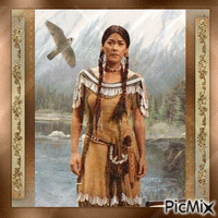 Indian Maiden With Falcon - GIF animé gratuit