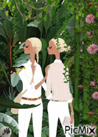 Hermanas en el jardín 动画 GIF