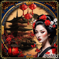 A beautiful geisha... GIF animé