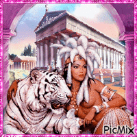 La femme et ses tigres - Animovaný GIF zadarmo