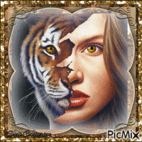 Tigre com mulher - Fantasia