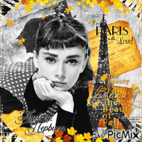Audrey Hepburn in autumn in Paris
