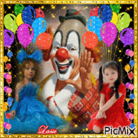 Mon gentil clown avec les enfants ♥♥♥ animált GIF