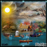 Cabins on the Lake.. 动画 GIF