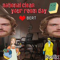 national clean your room day Bert GIF animasi