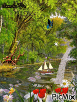 statek na rzece animēts GIF