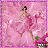 Woman all in pink GIF animé