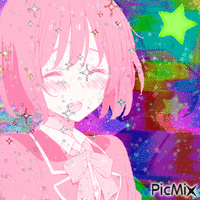 pink anime star girl GIF animado