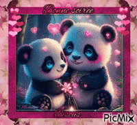 Bonne soirée pandas GIF animé