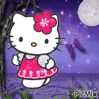 Hello Kitty dans le lac - Gratis geanimeerde GIF