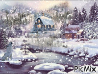 Paysage de Noël - GIF animado grátis
