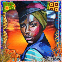 watercolor african woman - GIF animé gratuit
