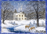 Maison en hiver - Ingyenes animált GIF