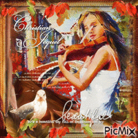 Christian Jequel woman violin autumn