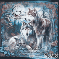 Good night animals wolf - Δωρεάν κινούμενο GIF