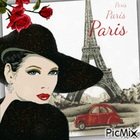 Femme vintage - arrière-plan de Paris.