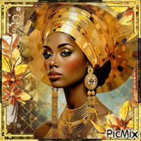 Portrait dans une palette de couleurs marron et or - Darmowy animowany GIF