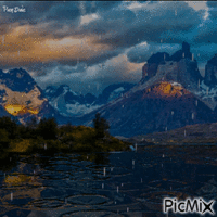Rain in Mountains - Free animated GIF