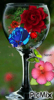 copa con flores animerad GIF