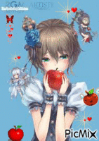 la fille a la pomme ♥ - GIF animado grátis