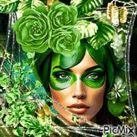Femme fantasie vert Animated GIF