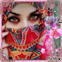 Femme arabe multicolore - GIF animado grátis