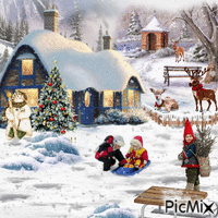 Navidad y nieve. animovaný GIF