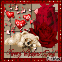 Valentines-love-bears-hearts animeret GIF