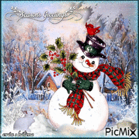 season greetings _ snowman GIF animé
