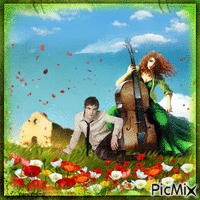 Couple in cello - GIF เคลื่อนไหวฟรี