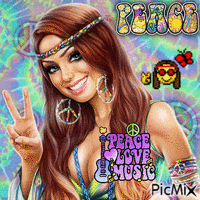 Hippie girl анимированный гифка