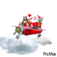 Santa in plane 2 - GIF animé gratuit