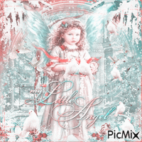 Little angel girl children dove winter GIF animé
