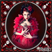 Portrait of a woman in red ... animuotas GIF
