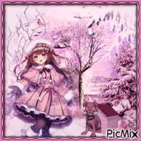 Anime Winter - Rosatöne - GIF animé gratuit