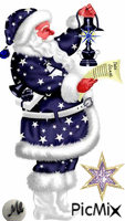 Papá Noel se cambia de traje (azul) GIF animado