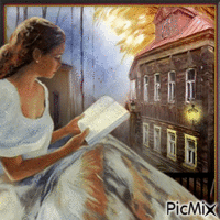 Woman reading Book0RM-09-17-23 - Zdarma animovaný GIF