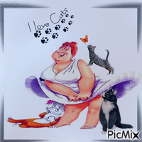 Mulher com gatinhos - Nemokamas animacinis gif