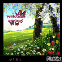 Welcome spring анимированный гифка