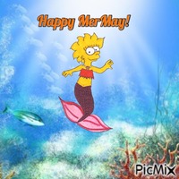 Happy MerMay from Lisa Simpson - GIF animado grátis
