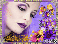 Femme violet et or